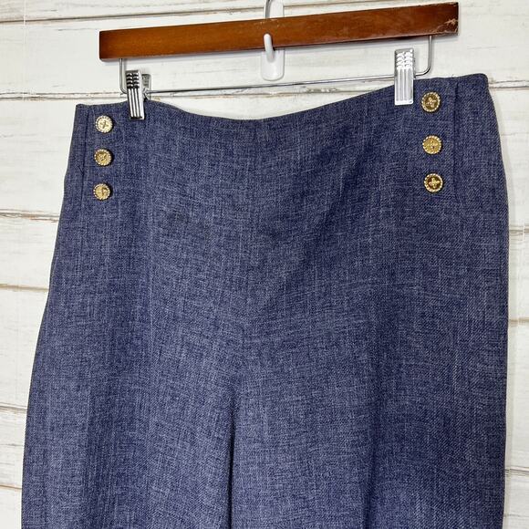Anne Klein Sailor Pants Wide Leg Navy Blue Size 12 - Picture 12 of 12